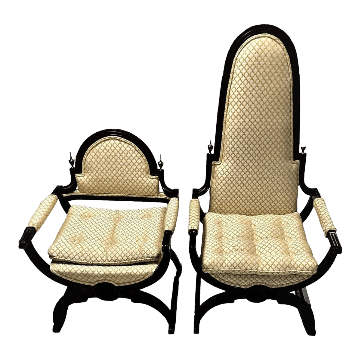 Mid 20th Century Hollywood Regency Tall and Short Savonarola Chairs Made in North Carolina - a Pair - Thumbnail 2