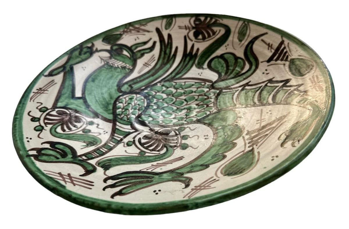 Domingo Punter Griffon Design 13” Ceramic Plate From Teruel in Aragon— Mid 20th Century - Thumbnail 5
