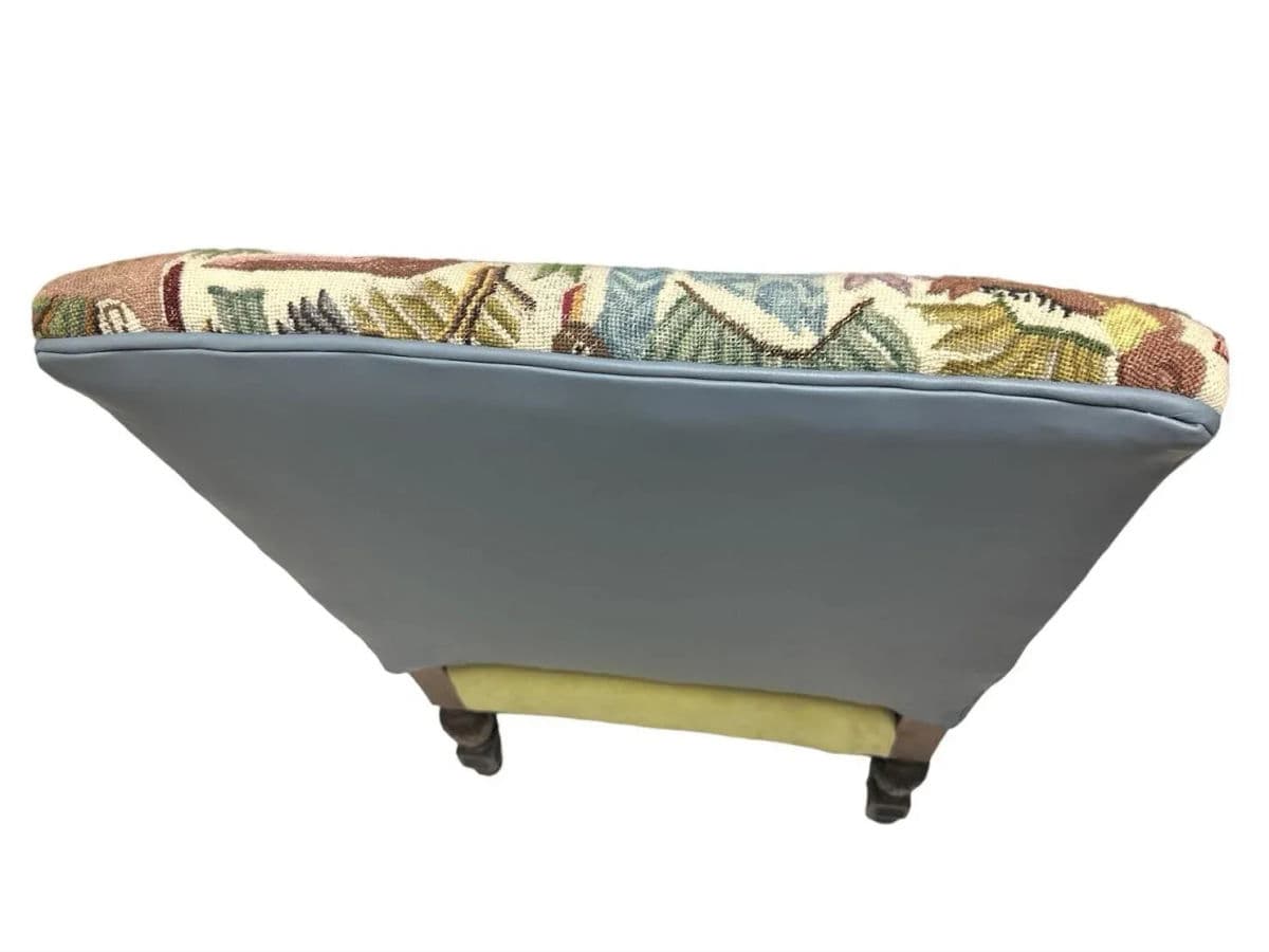 Antique Hacienda Chair With New Leather and Tapestry Upholstery - Thumbnail 9