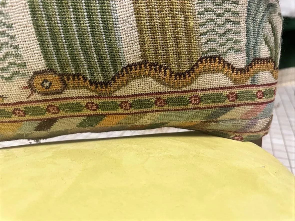 Antique Hacienda Chair With New Leather and Tapestry Upholstery - Thumbnail 13