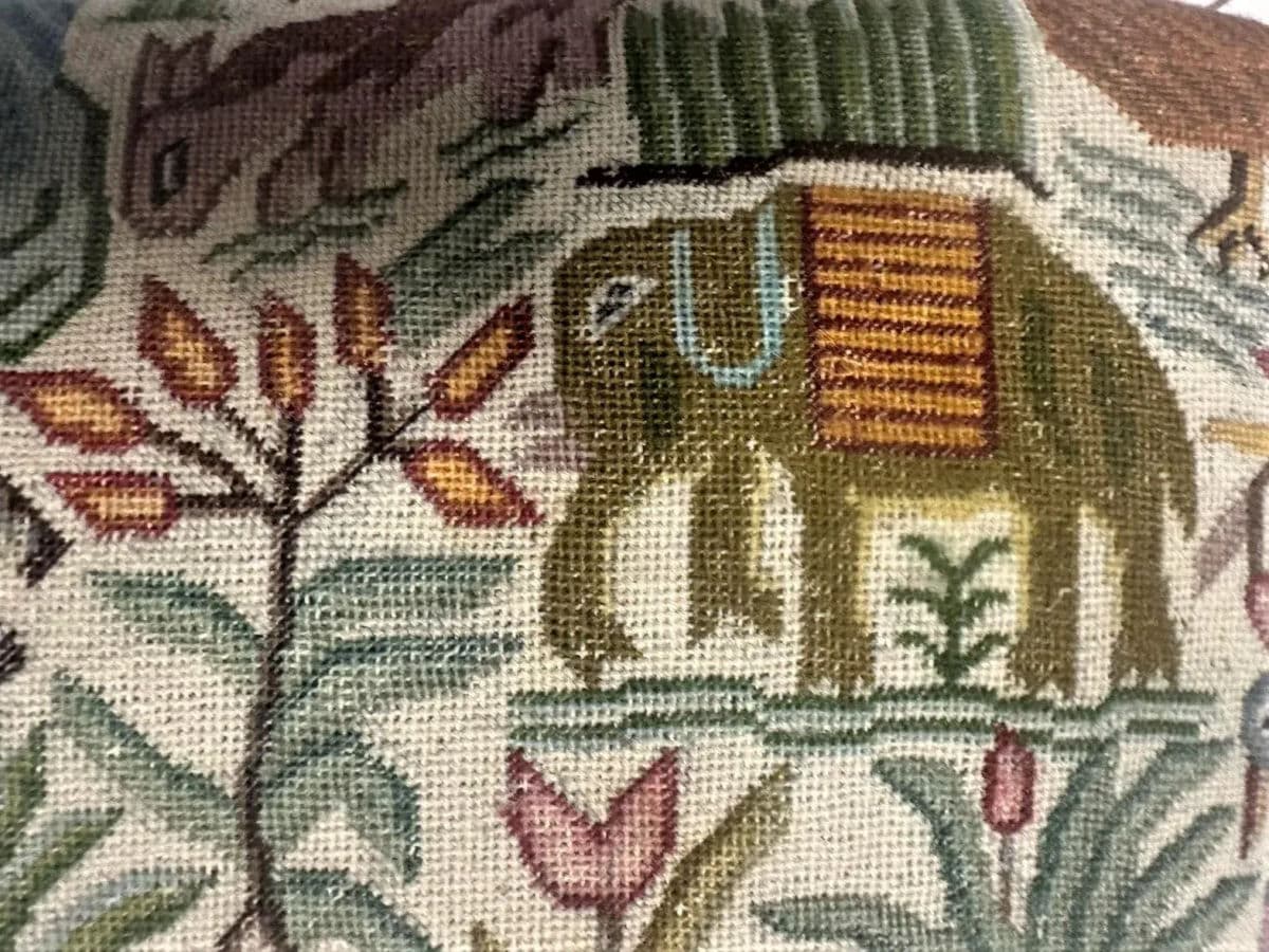 Antique Hacienda Chair With New Leather and Tapestry Upholstery - Thumbnail 12