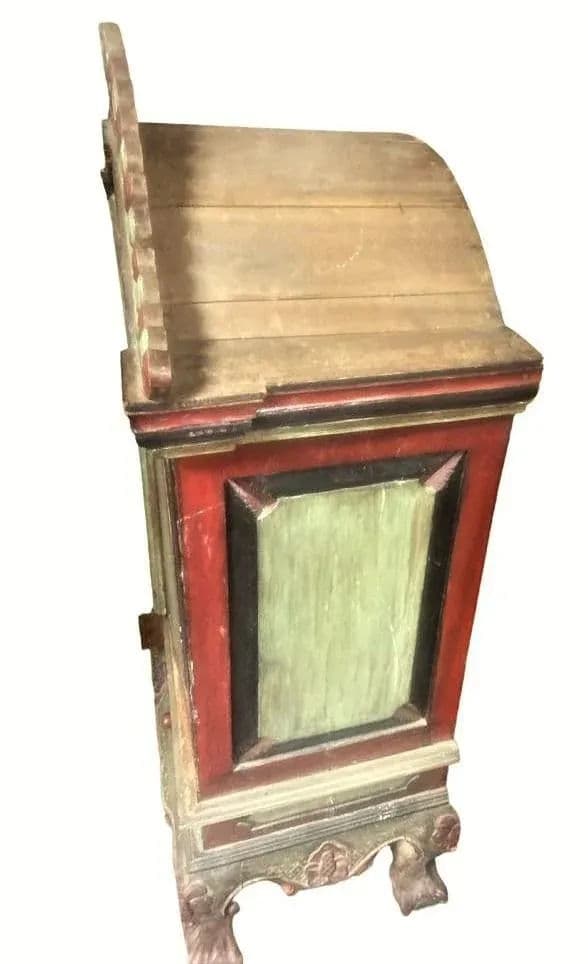 Dutch Colonial Antique 19th Century Liquor Cabinet With Bonnet Top and Ball and Claw Legs - Thumbnail 5