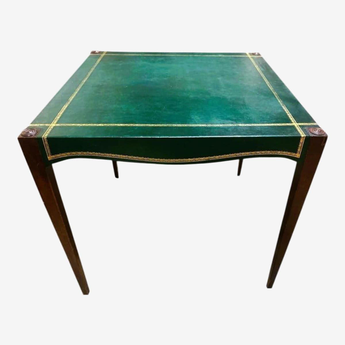 Barnard & Simonds Tooled Green Leather and Mahogany Game Table - Antique Circa 1920s - Image 1