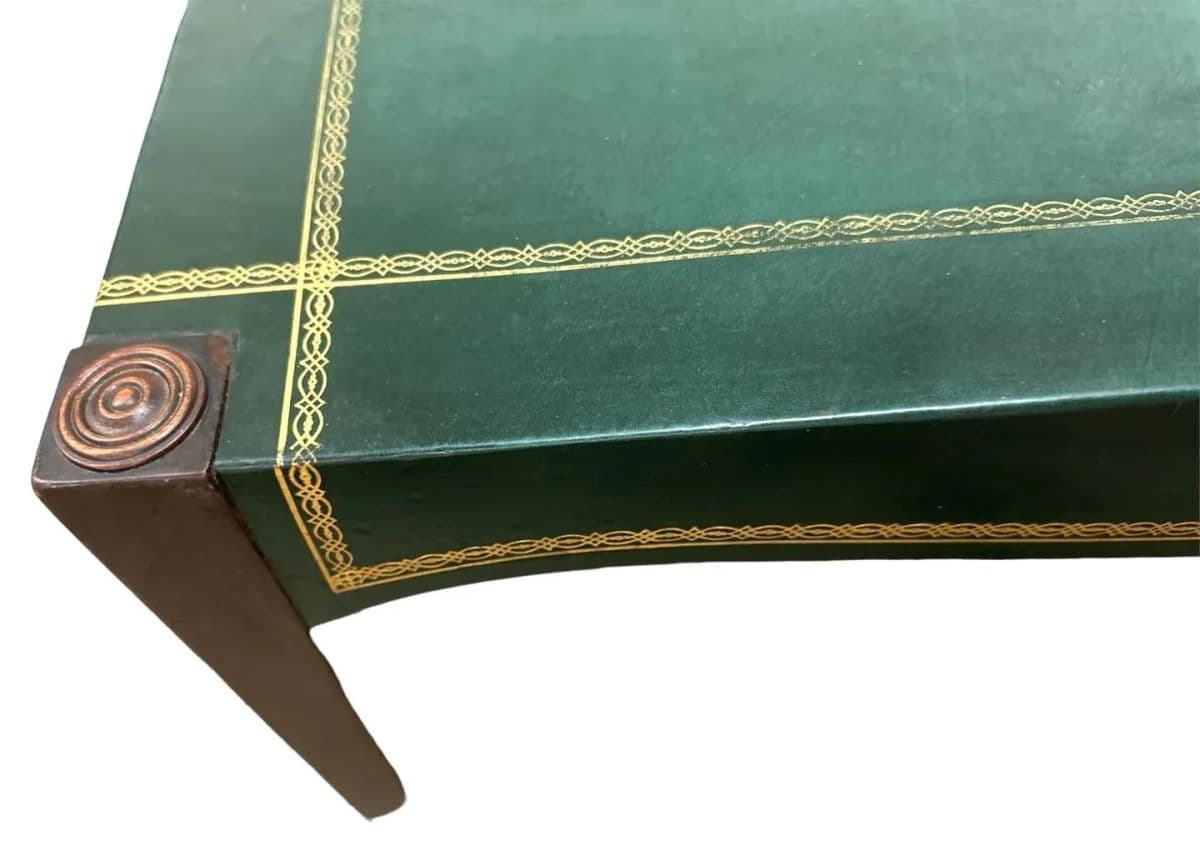 Barnard & Simonds Tooled Green Leather and Mahogany Game Table - Antique Circa 1920s - Thumbnail 4