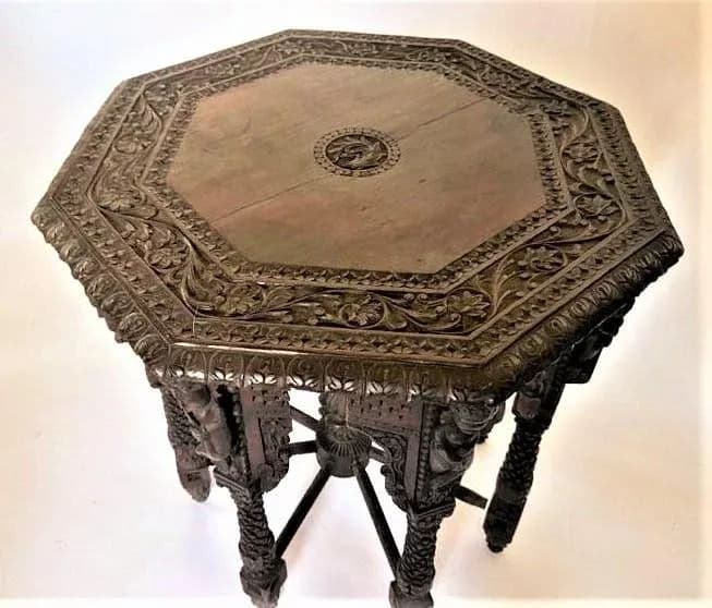 Late 19th Century Anglo-Egyptian or Anglo-Indian Tabouret Side Table in Liberty & Co. Style - Thumbnail 3