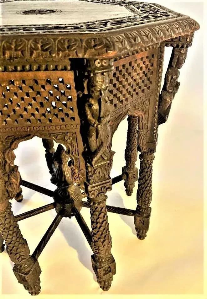 Late 19th Century Anglo-Egyptian or Anglo-Indian Tabouret Side Table in Liberty & Co. Style - Thumbnail 10