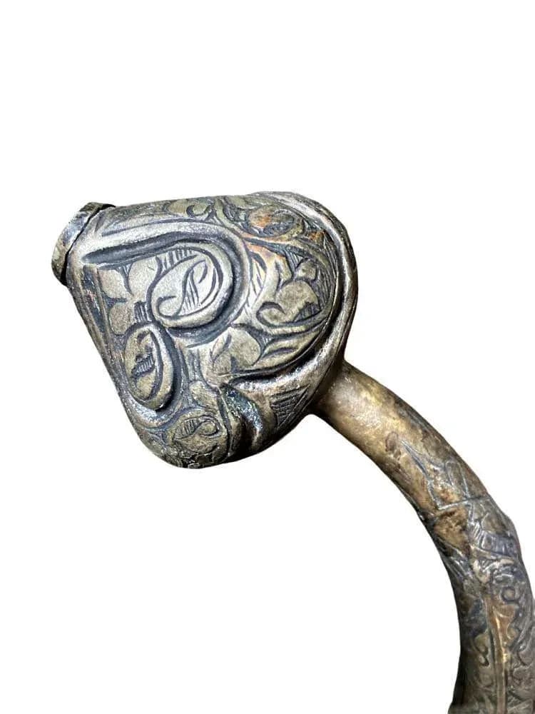 Antique Large Turkish Islamic Pewter Engraved Ewer - Early 20th Century - Thumbnail 3