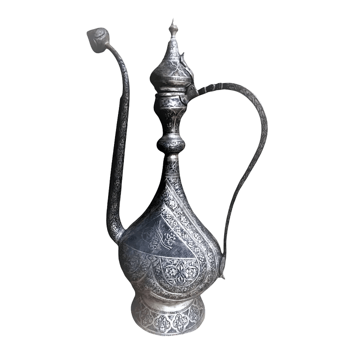 Antique Large Turkish Islamic Pewter Engraved Ewer - Early 20th Century - Thumbnail 13