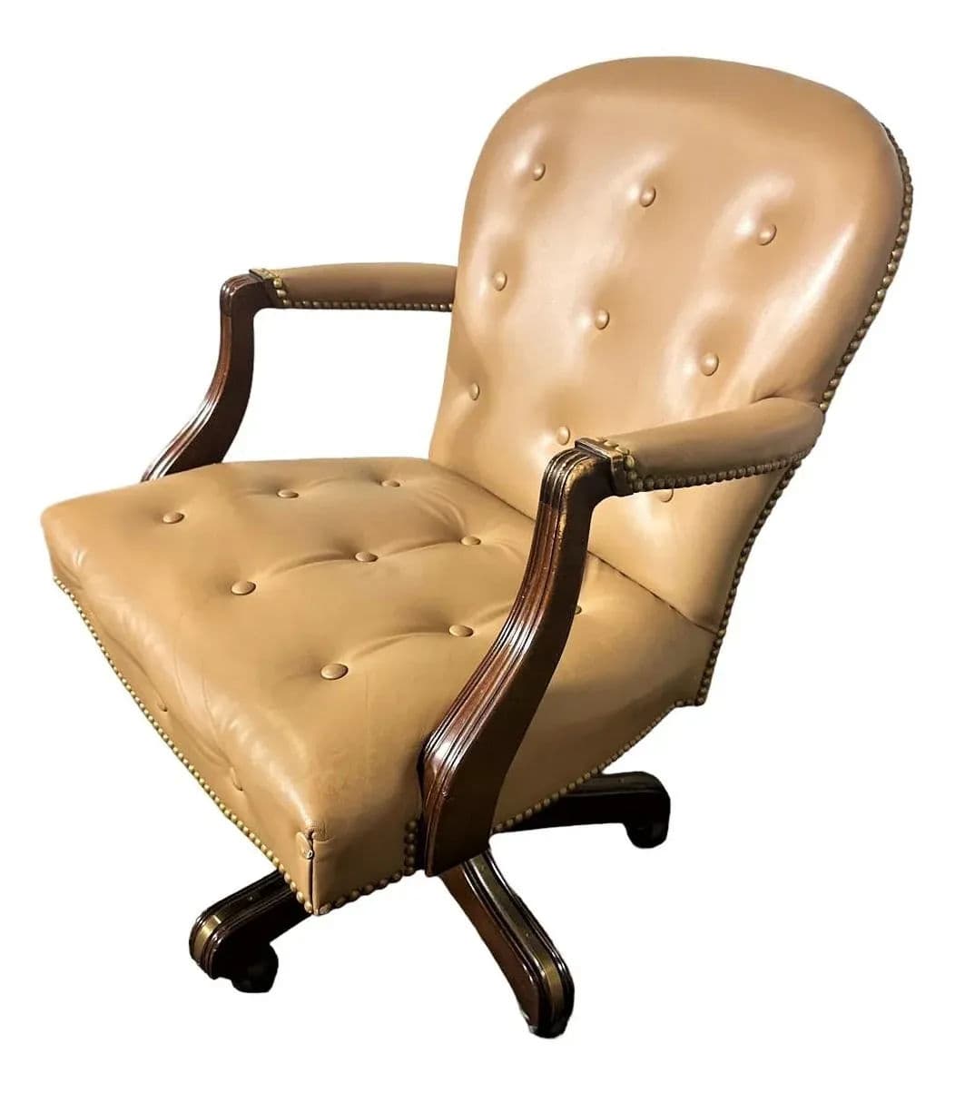 Vintage Leather Executive Swivel Chair by Leathercraft - Early 21st Century - Thumbnail 3