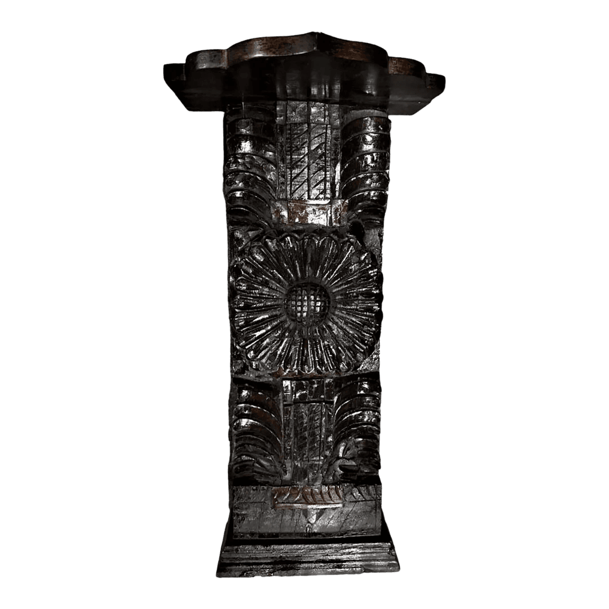 Heavily Carved Mexican Pedestal or Plant Stand - Thumbnail 2