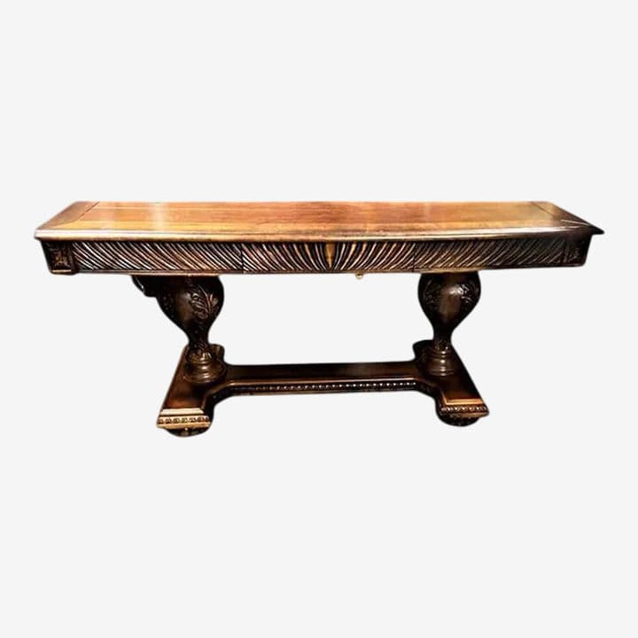 Solid Carved Walnut Mediterranean Style Library Table - Early 21st Century - Image 1