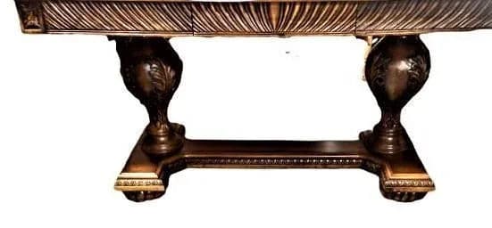 Solid Carved Walnut Mediterranean Style Library Table - Early 21st Century - Thumbnail 6