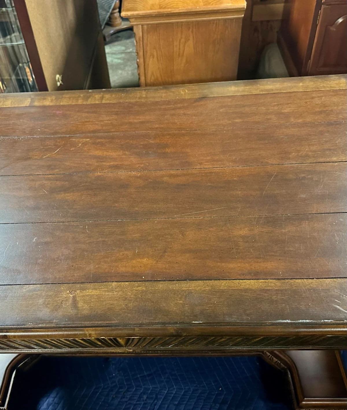 Solid Carved Walnut Mediterranean Style Library Table - Early 21st Century - Thumbnail 9