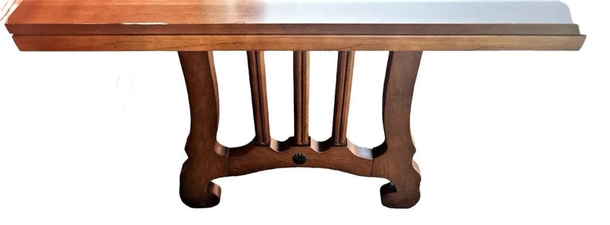 Spanish Style Lyre Leg Pecan Dining Table - Vintage Mid 20th Century - Thumbnail 3