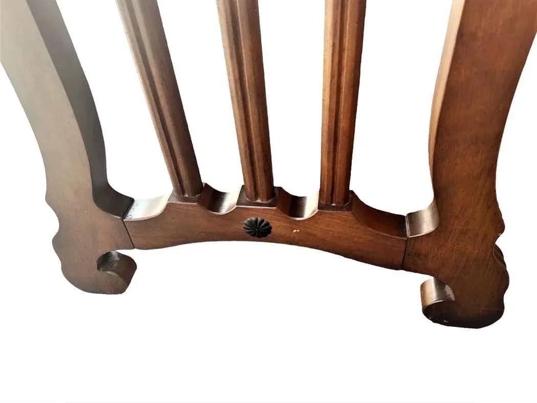 Spanish Style Lyre Leg Pecan Dining Table - Vintage Mid 20th Century - Thumbnail 4