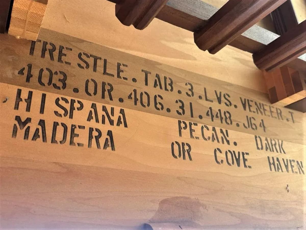 Spanish Style Lyre Leg Pecan Dining Table - Vintage Mid 20th Century - Thumbnail 5