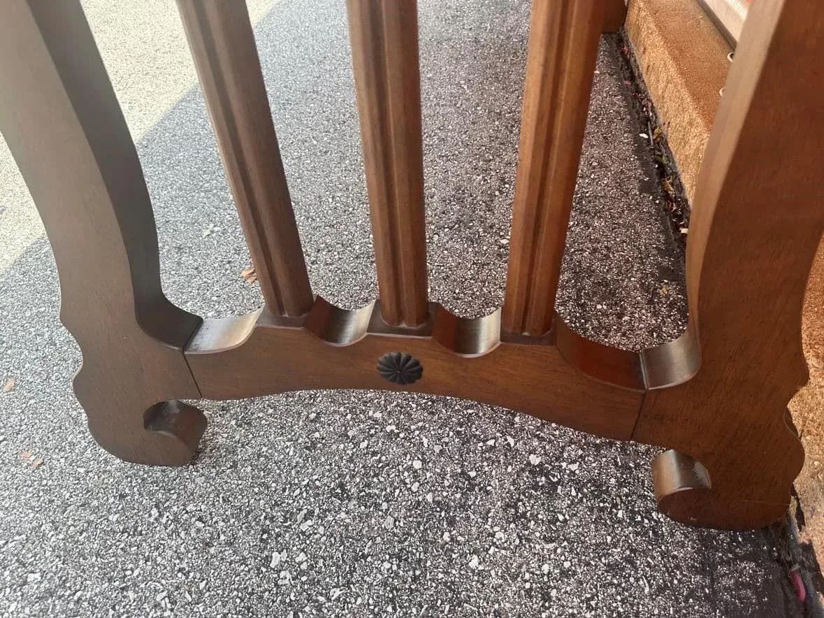 Spanish Style Lyre Leg Pecan Dining Table - Vintage Mid 20th Century - Thumbnail 9