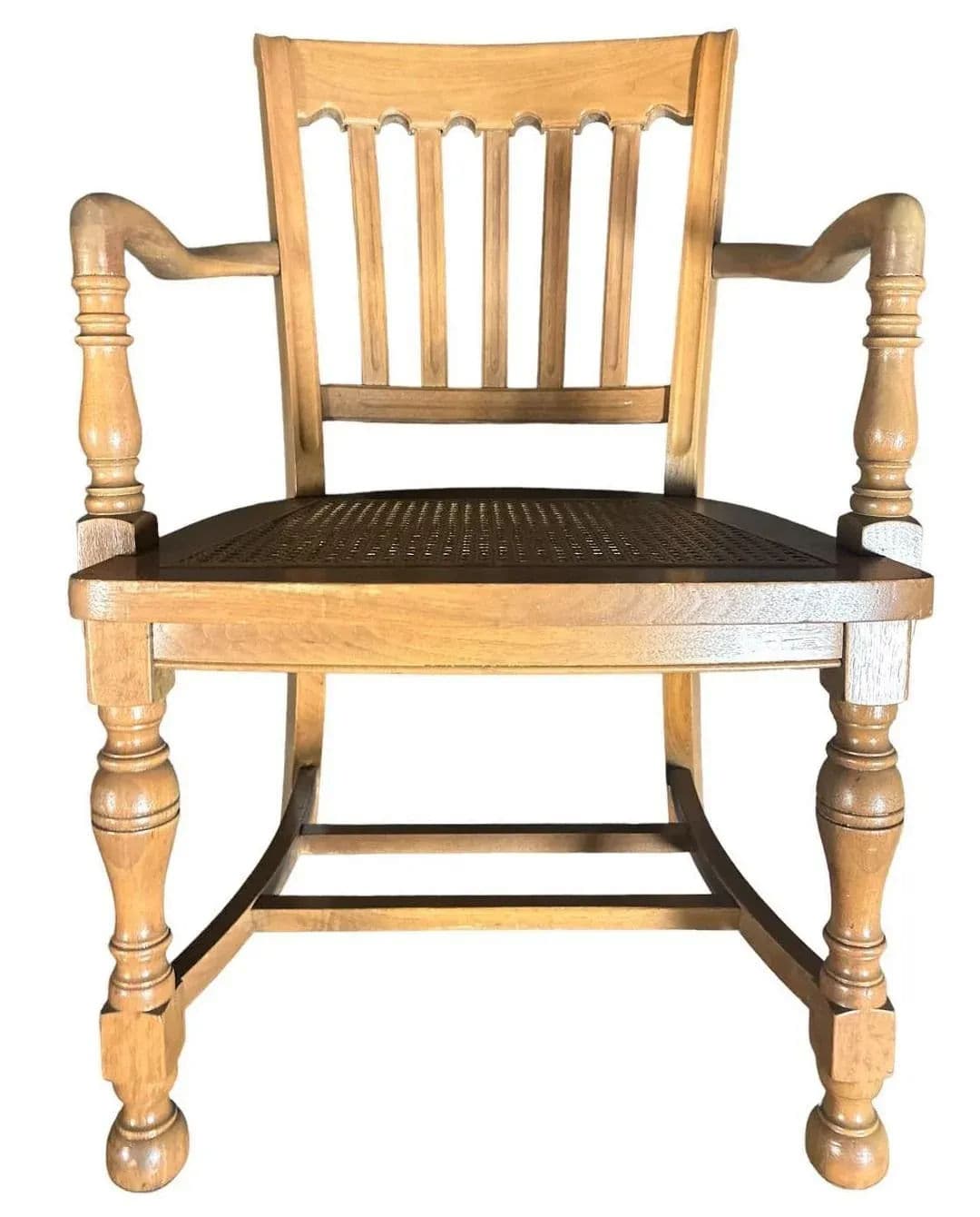 Cerused Walnut and Cane Chairs in a Mid 20th Century Spanish Style - a Pair - Thumbnail 3