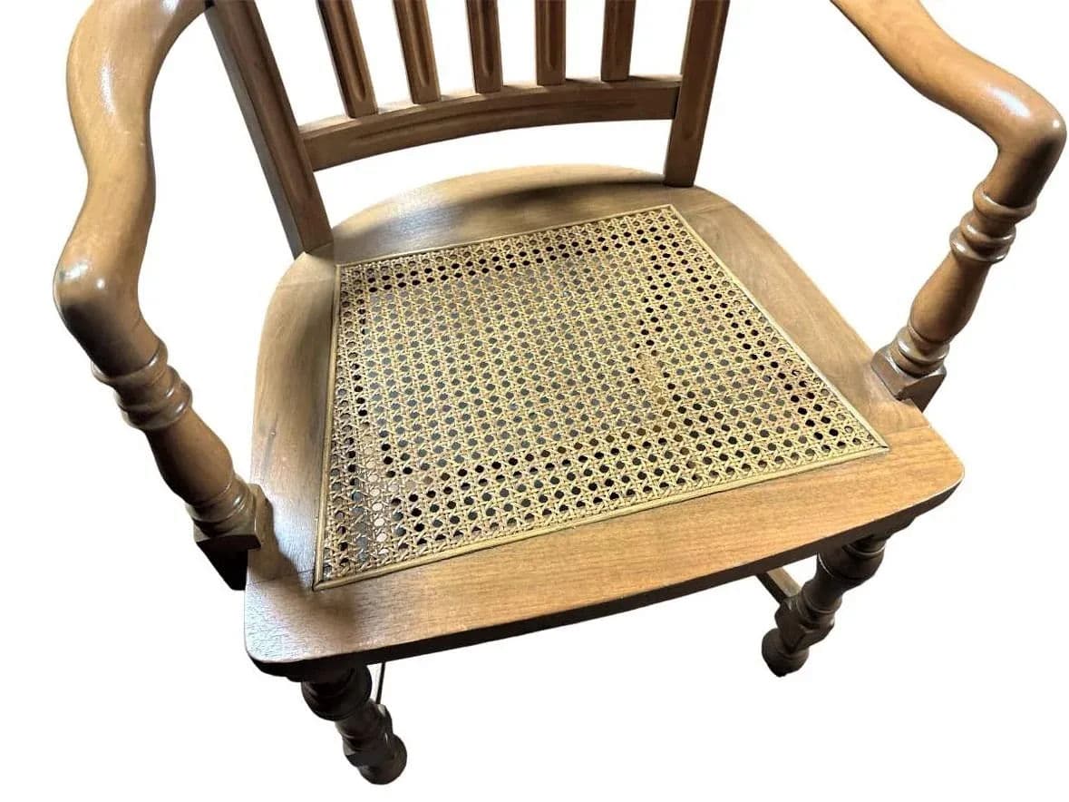 Cerused Walnut and Cane Chairs in a Mid 20th Century Spanish Style - a Pair - Thumbnail 7