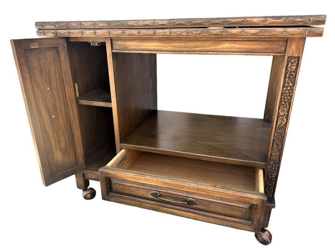 Romweber Viking Oak Dry Bar or Serving Cart - Vintage Mid 20th Century - Thumbnail 7