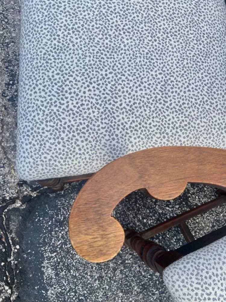 Antique Spanish Revival Solid Walnut Dining Chairs With New Kravet Upholstery - Set of 4 - Early 20th Century - Thumbnail 7