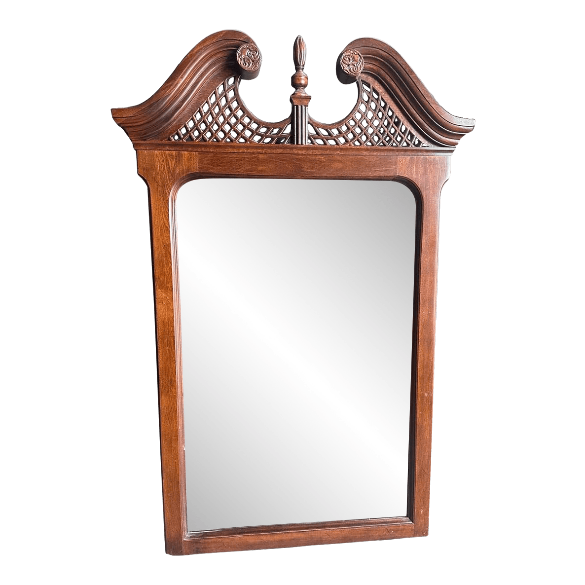 Solid Cherry Wood Chippendale Wall Mirror Made in North Carolina by Kincaid in 2001 - Thumbnail 2