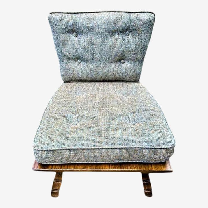 Romweber Viking Oak Chair With Original Tweed Cushions - Vintage Mid 20th Century - Image 1