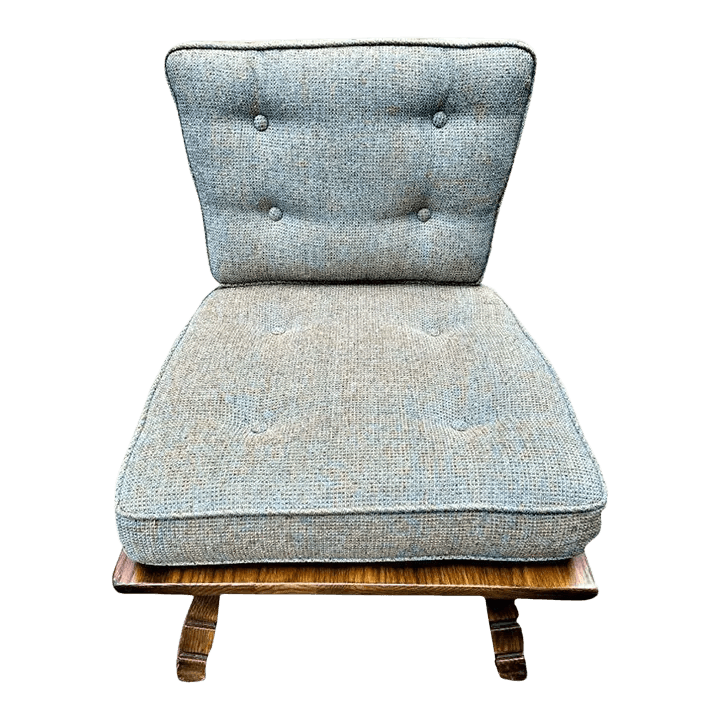 Romweber Viking Oak Chair With Original Tweed Cushions - Vintage Mid 20th Century - Thumbnail 8