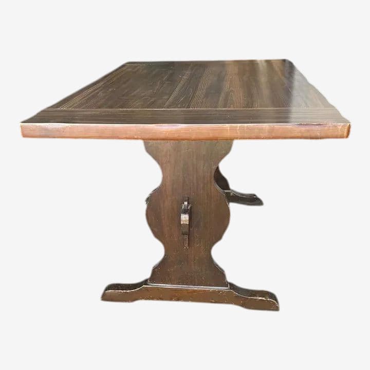 Trestle Tavern Pine Dining Table - Vintage 1980s - Image 1