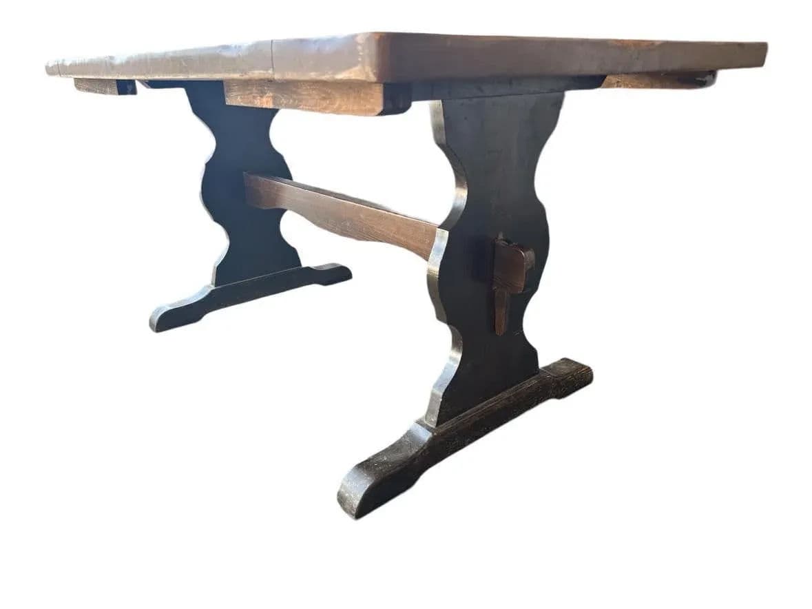 Trestle Tavern Pine Dining Table - Vintage 1980s - Thumbnail 3