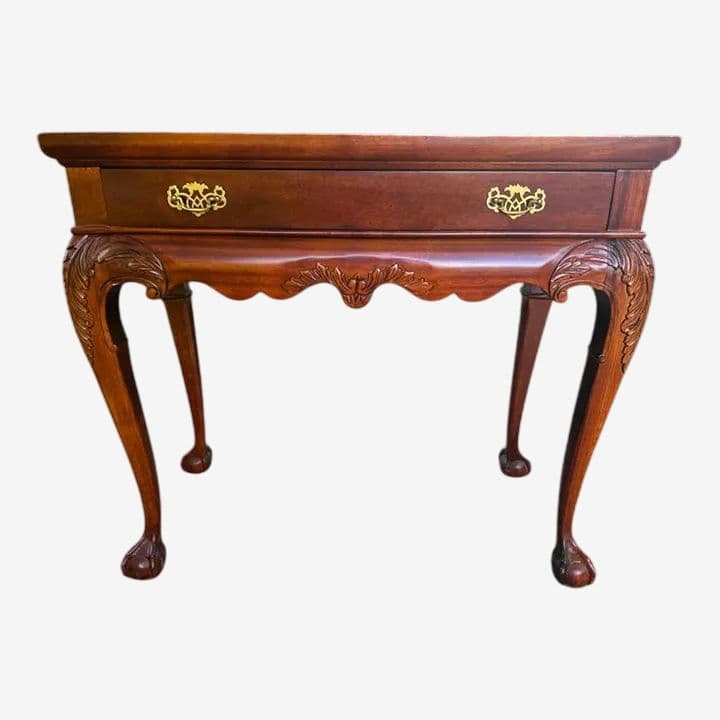Solid Mahogany Georgian Style Console Server With Pullout Trays - Vintage 1990s - Image 1