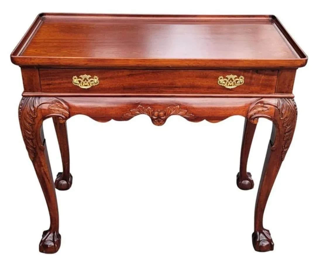 Solid Mahogany Georgian Style Console Server With Pullout Trays - Vintage 1990s - Thumbnail 3