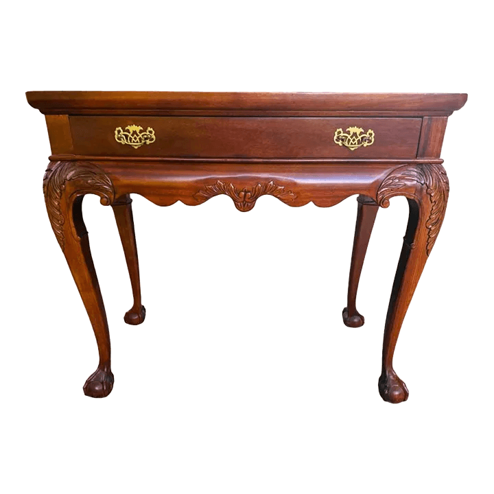 Solid Mahogany Georgian Style Console Server With Pullout Trays - Vintage 1990s - Thumbnail 2