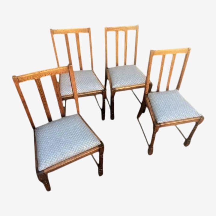 Scottish Arts & Crafts Quarter Sawn Oak Dining Chairs by F. H. Marshall - Set of 4 - Early 20th Century - Image 1