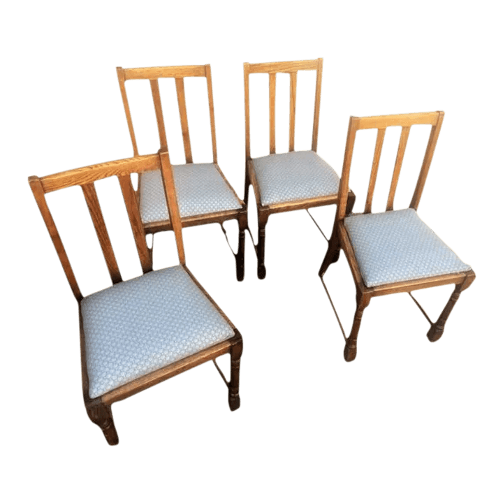 Scottish Arts & Crafts Quarter Sawn Oak Dining Chairs by F. H. Marshall - Set of 4 - Early 20th Century - Thumbnail 2
