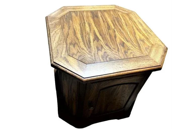 Octagonal Oak Side Table - Vintage Late 20th Century - Thumbnail 4