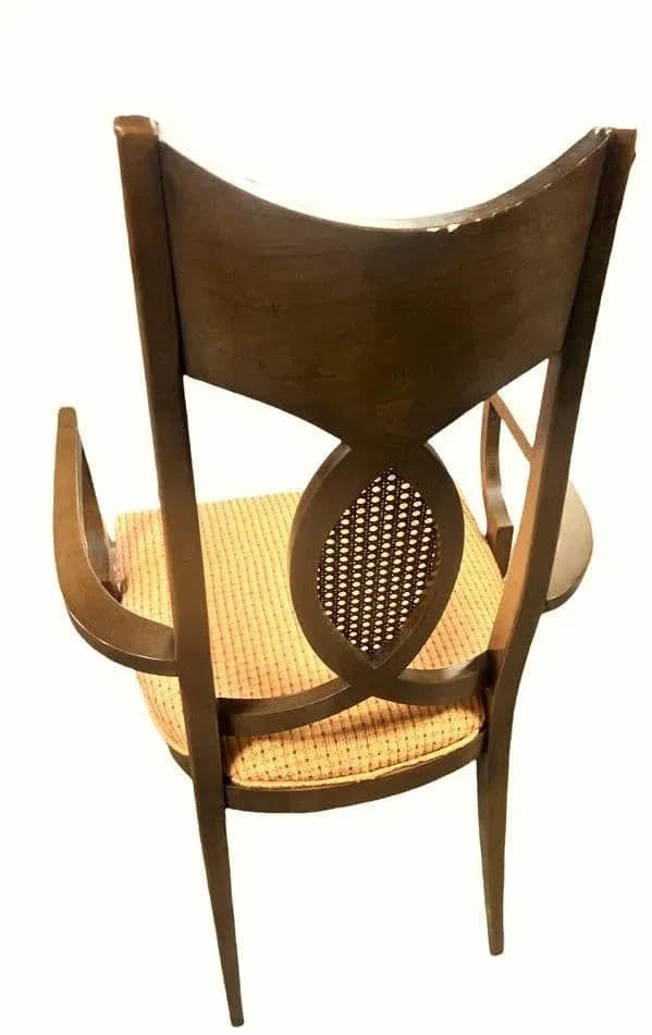 Romweber Invicta Mid 20th Century Burlwood, Walnut, and Cane Dining Chairs - Set of 6 - Thumbnail 6