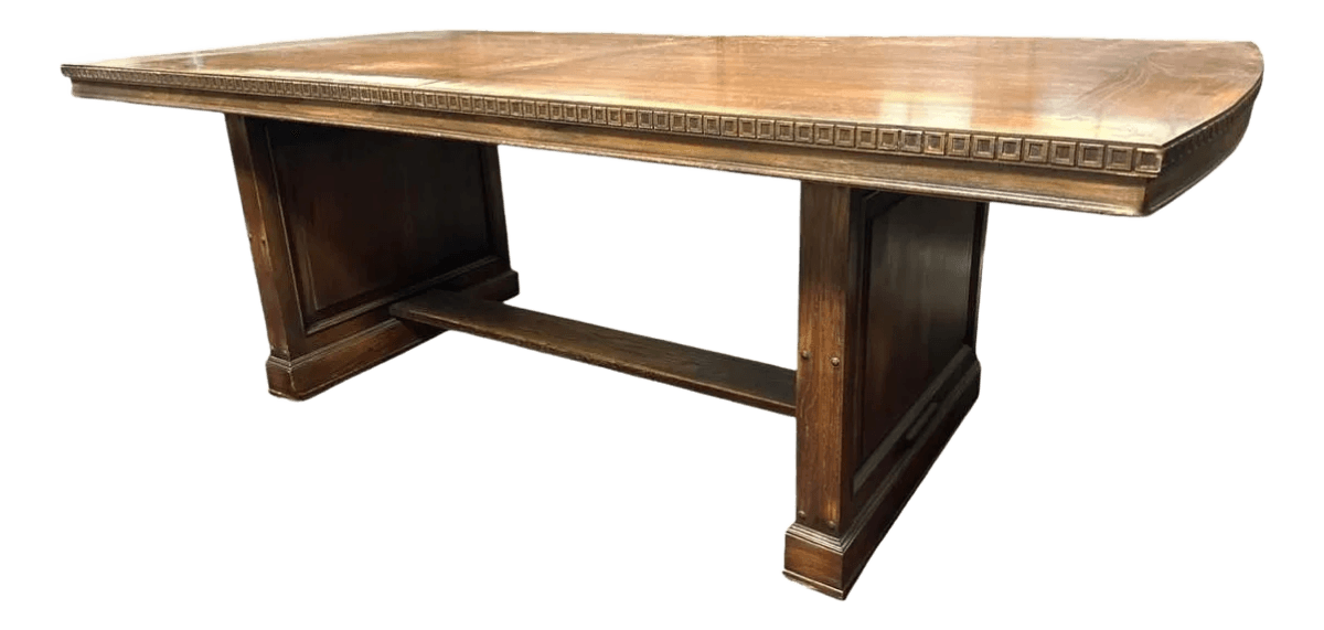 Romweber Viking Oak Board Room Table - Vintage 1940s - Thumbnail 2