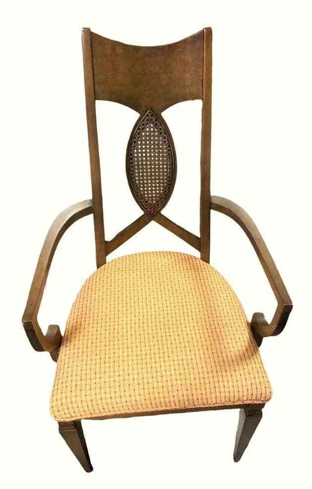 Romweber Invicta Mid 20th Century Burlwood, Walnut, and Cane Dining Chairs - Set of 6 - Thumbnail 4