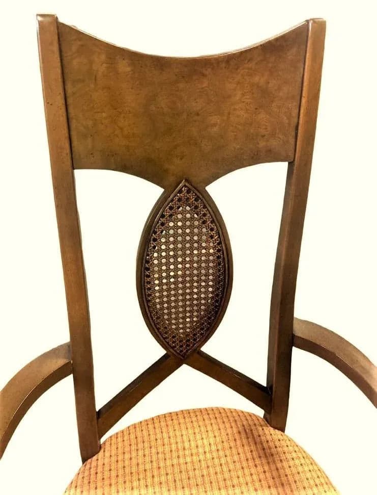 Romweber Invicta Mid 20th Century Burlwood, Walnut, and Cane Dining Chairs - Set of 6 - Thumbnail 3