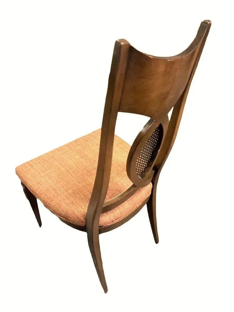 Romweber Invicta Mid 20th Century Burlwood, Walnut, and Cane Dining Chairs - Set of 6 - Thumbnail 9