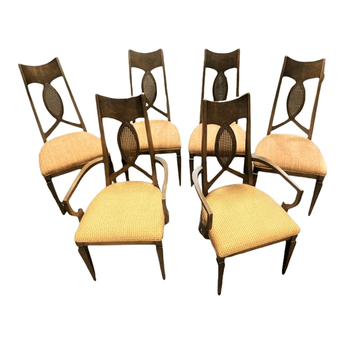 Romweber Invicta Mid 20th Century Burlwood, Walnut, and Cane Dining Chairs - Set of 6 - Thumbnail 10