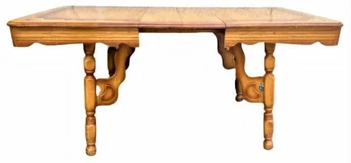 Vintage Rancho Monterey Style Solid Oak Dining Table - Circa 1930s - Thumbnail 5