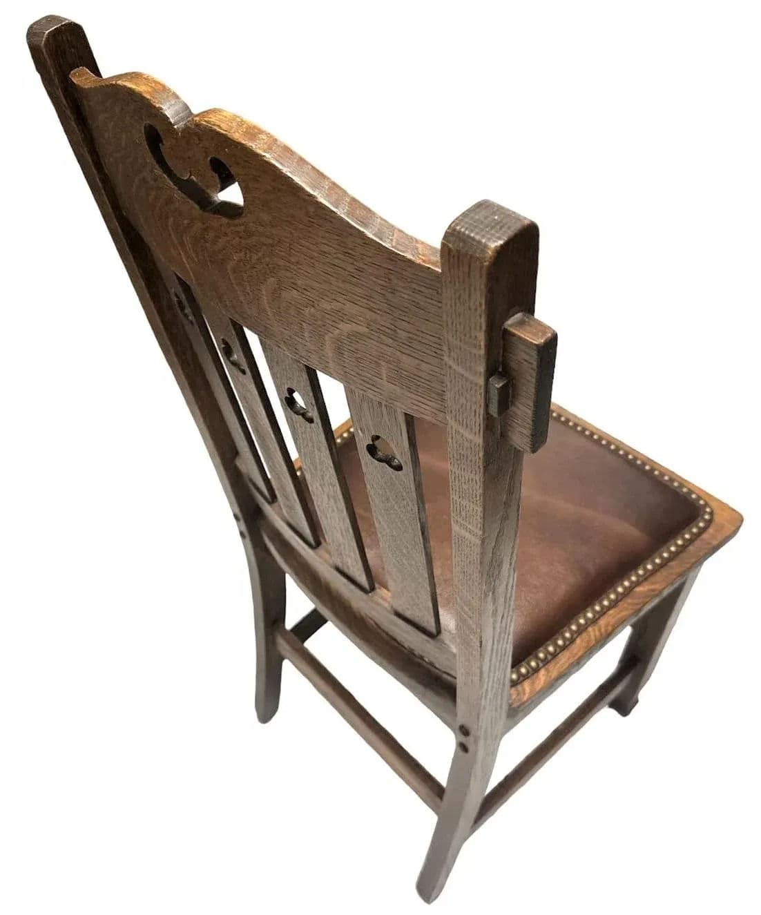 Wyburd and Liberty Attributed Antique Edwardian English Oak Chairs - a Pair - Thumbnail 3