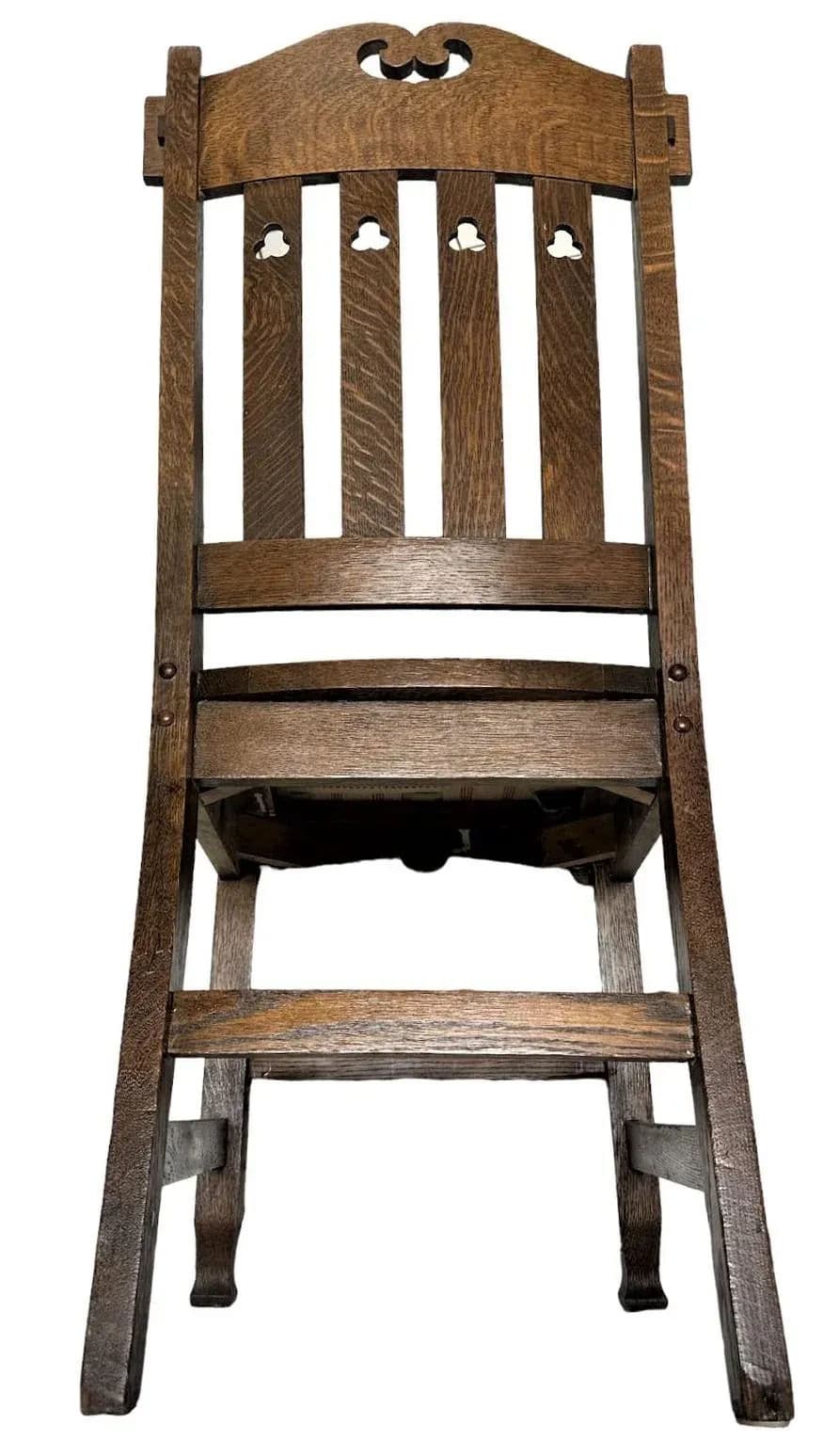 Wyburd and Liberty Attributed Antique Edwardian English Oak Chairs - a Pair - Thumbnail 4