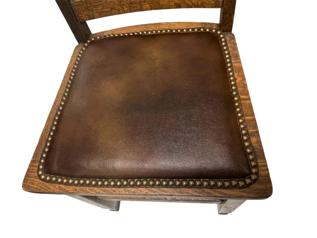 Wyburd and Liberty Attributed Antique Edwardian English Oak Chairs - a Pair - Thumbnail 5