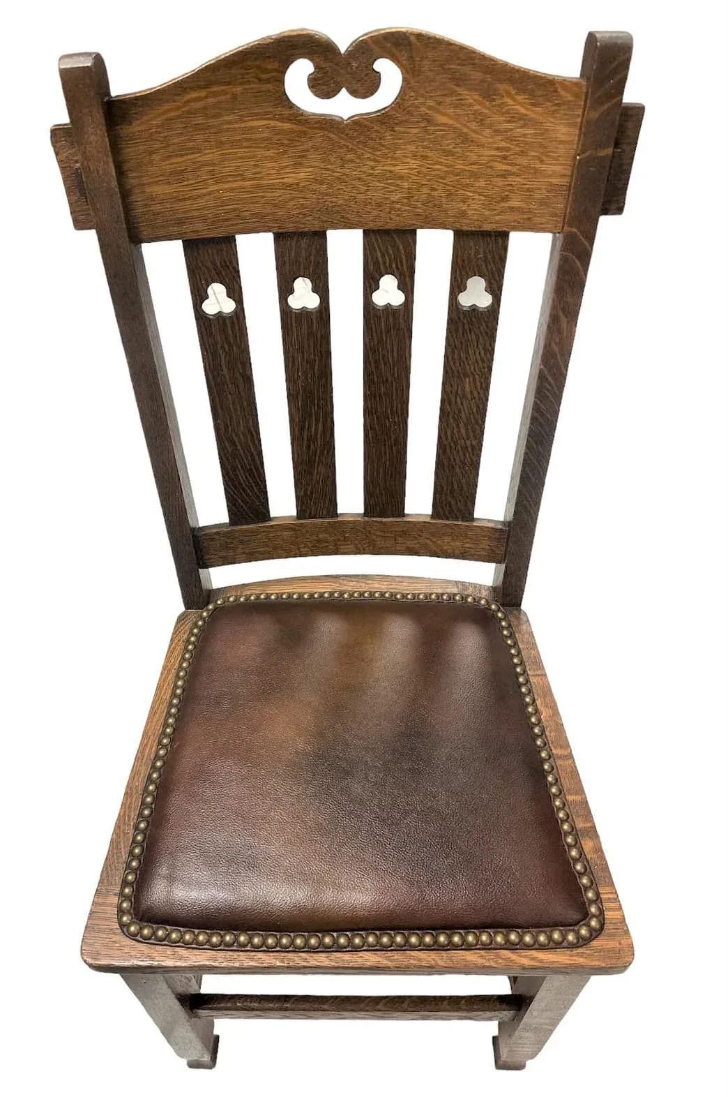 Wyburd and Liberty Attributed Antique Edwardian English Oak Chairs - a Pair - Thumbnail 7