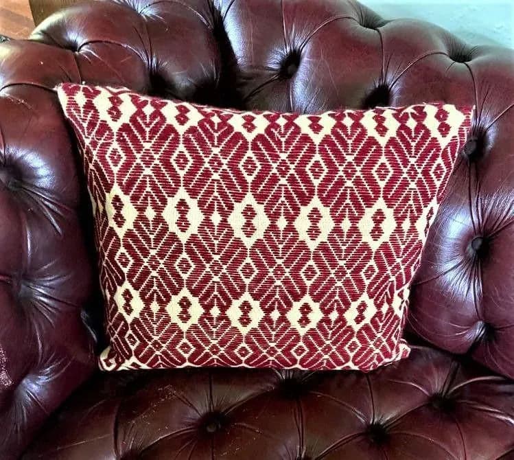 Hand-Embroidered Mexican Indigenous Pattern Pillow - Thumbnail 3