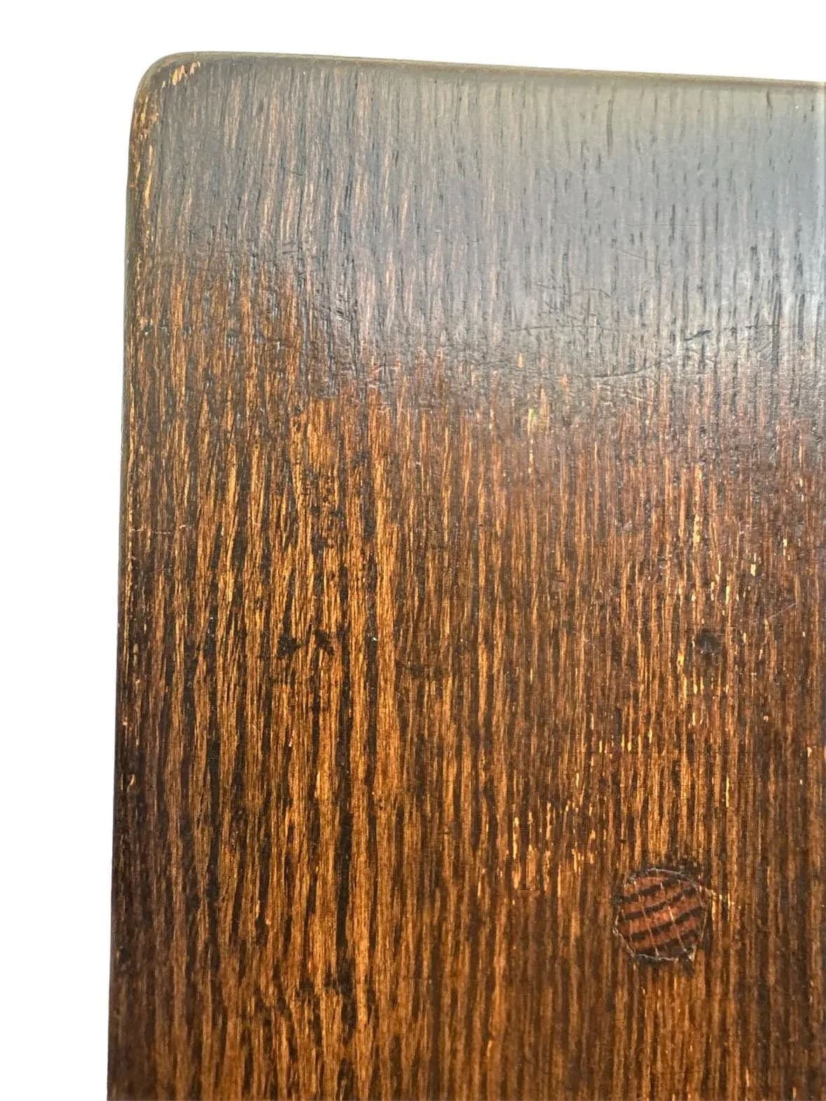 Antique Jacobean or Spanish Revival Dark Oak Trestle Library Table or Dining Table by Kensington Furniture Company - Thumbnail 5