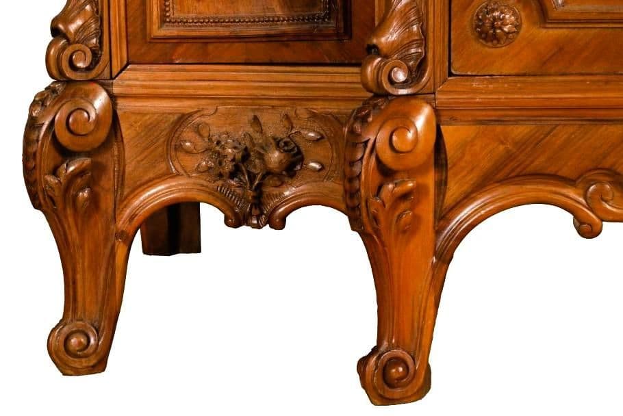 Monumental 19th Century French Fruitwood Louis XV Mirrored Armoire - 105" Tall X 60" Wide - Thumbnail 6